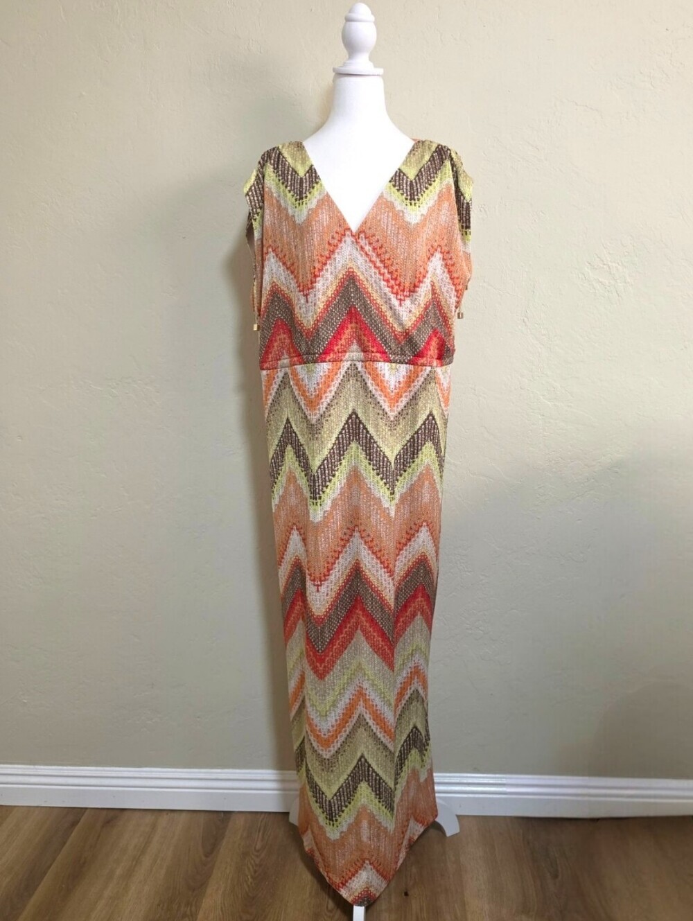 Chico's Textured-Chevron Tessa Maxi Summer Sun Dress Knit Colorful Crochet Boho - Picture 3 of 11